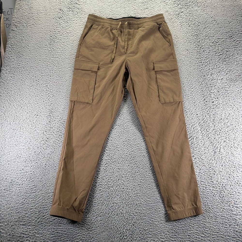 Kenneth Cole Pant Mens L Brown Nylon Windbreaker Cargo Straight Stretch Hiking